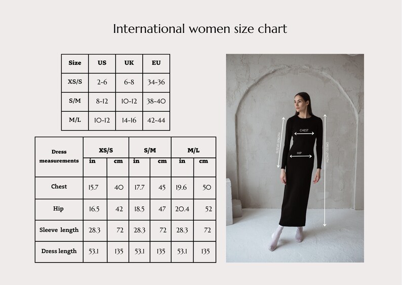 Knit merino wool feminine dress, Knitted merino wool dress with side slit, Long sleeve merino wool dress, Minimalist merino wool knitwear image 8