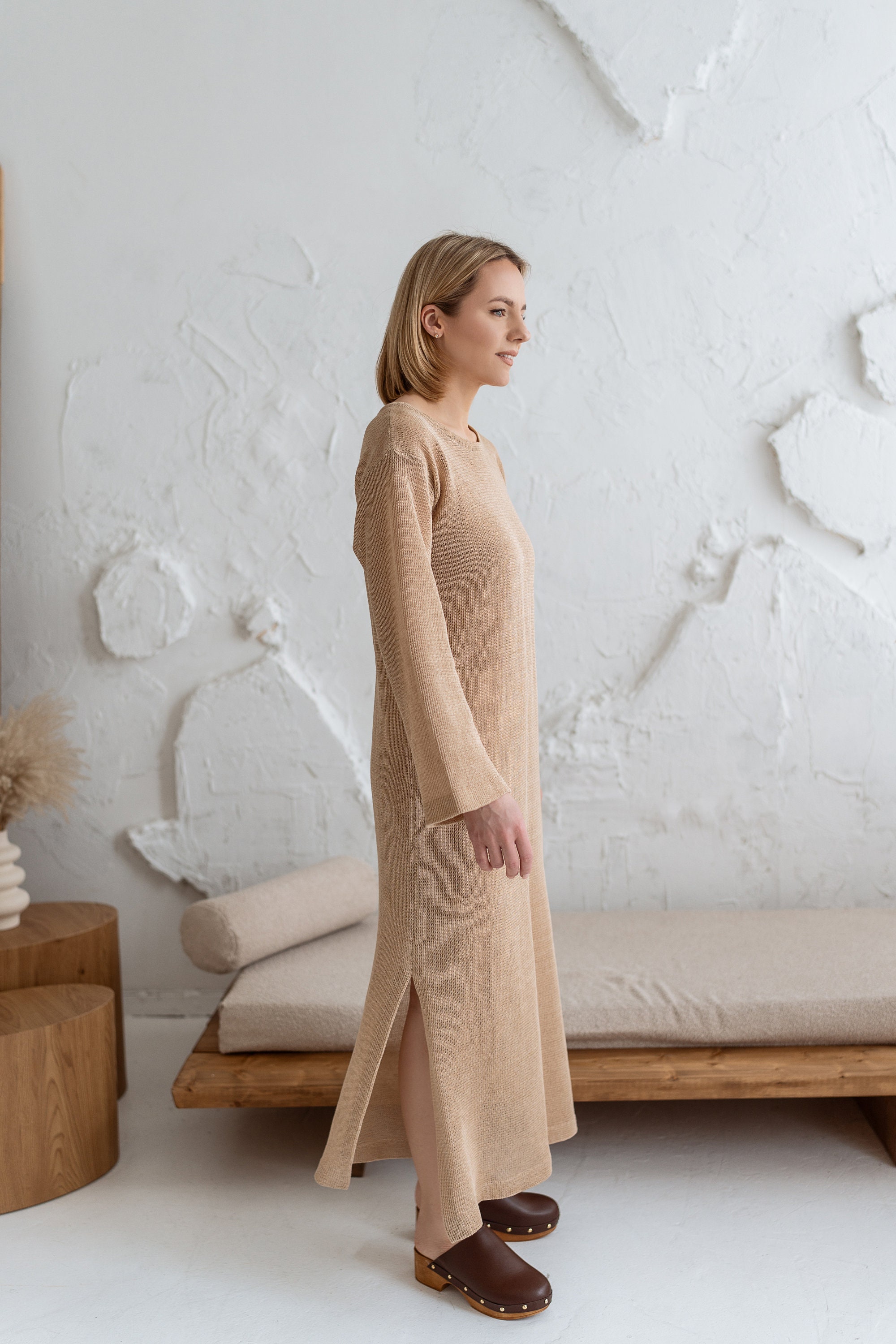 knitted linen dress Sleeveless Cotton Linen Knit Dress with Sequins 22