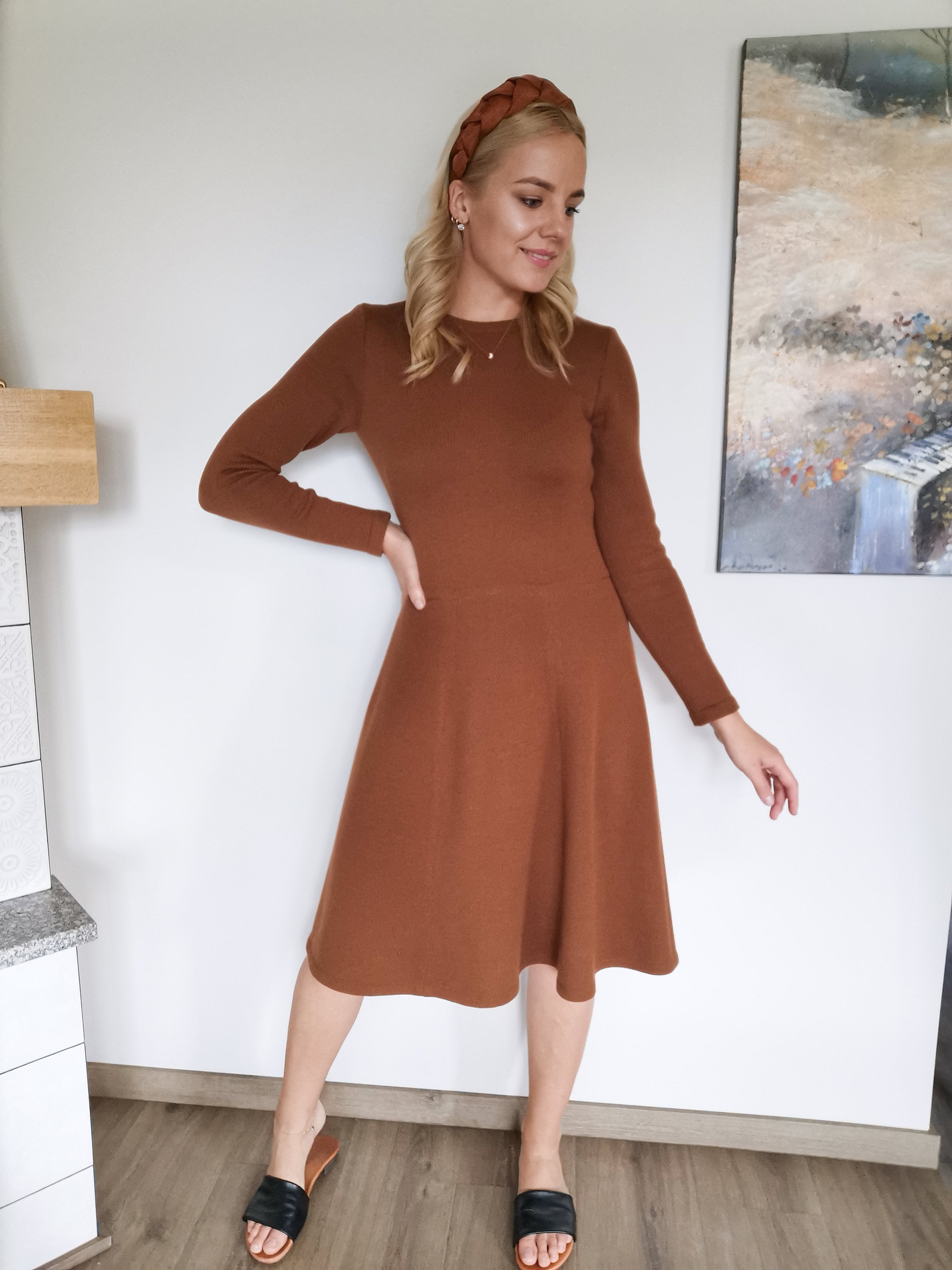 Fiona Merino Wool Fit And Flare Dress - Black - wool