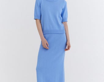 Handmade Knit Cotton Top and Skirt Set: Ethical Slow Fashion