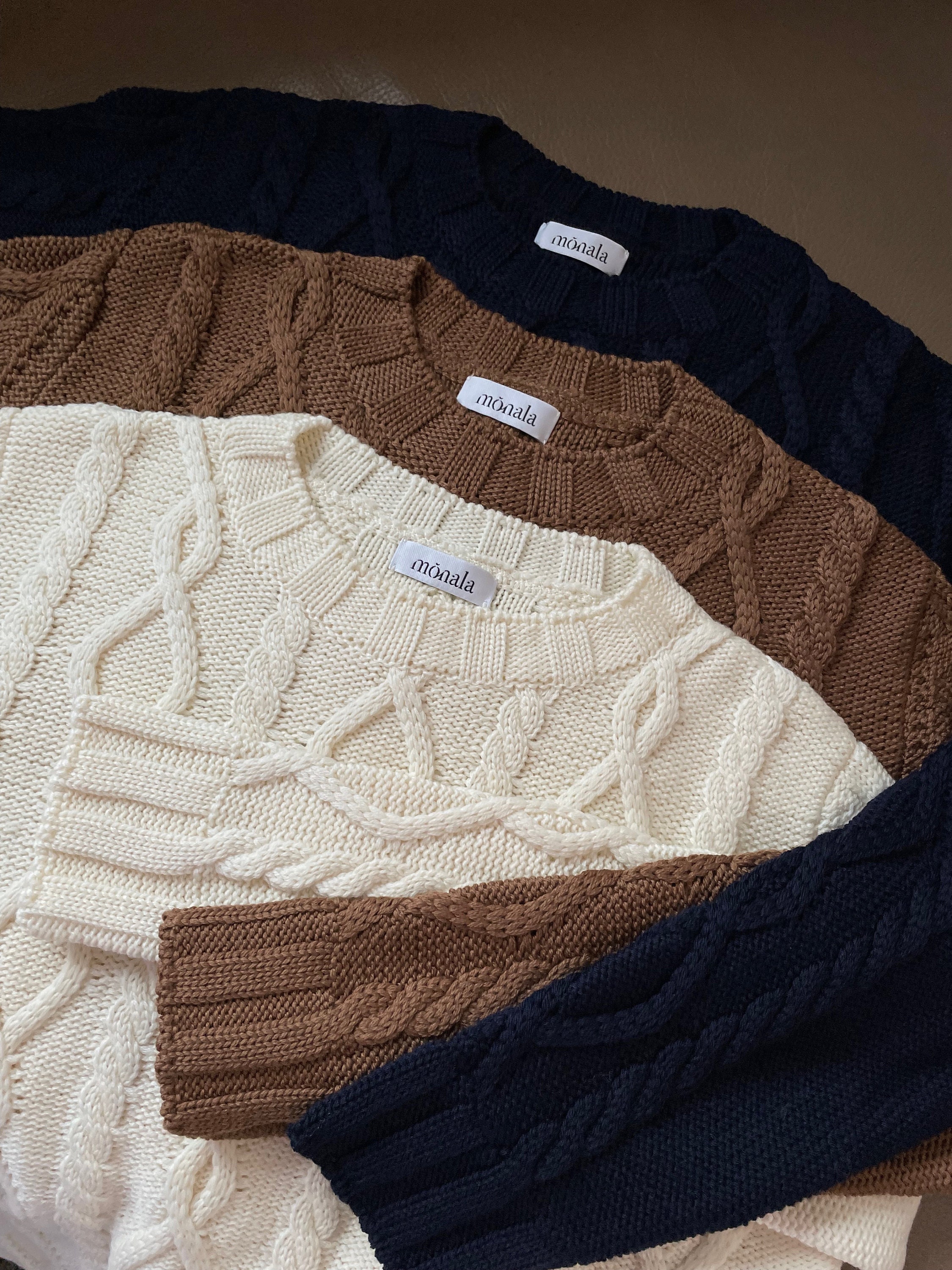 Nonna Cable-Knit 100% Merino Sweater Red