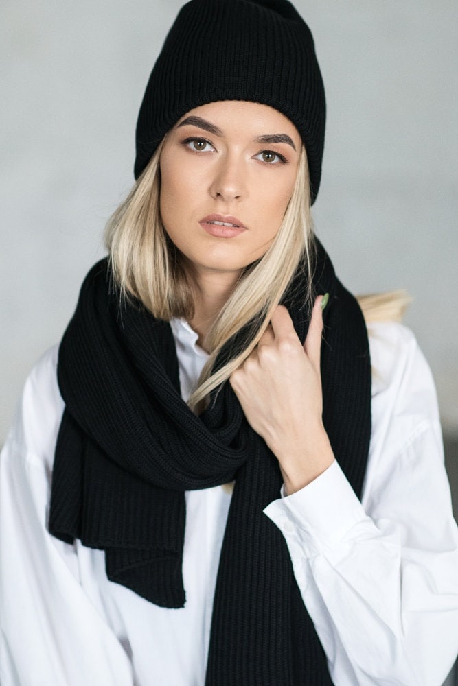 Merino Wool Beanie Double Layer Knitted Winter Hat Unisex Warm Minimal Villand 100% Merino Wool Beanie Hat for Women and Men with  main image 3