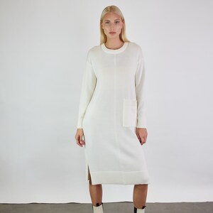 Handmade Merino Wool Sweater Dress: Long Knit Tunic
