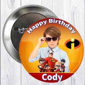 Custom Incredibles Birthday Buttons