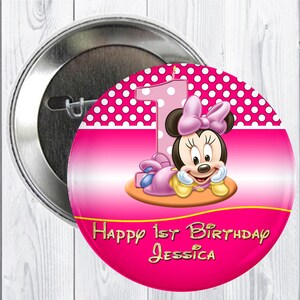 Minnie Mouse Birthday button, Disney pin,