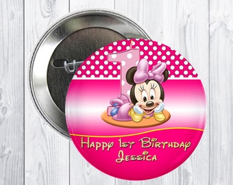 Minnie Mouse Birthday button, Disney pin,