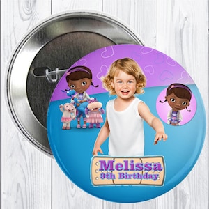 Custom Doc McStuffins Birthday Button, McStuffins Mirror, Birthday Button