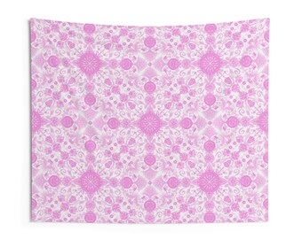 Wall Tapestry for dorm, home decor, or gift - Pink medallion design
