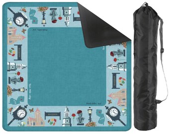 Madison NJ Mahjong Mat 33"x33" (Shipped Rolled up) Blue design