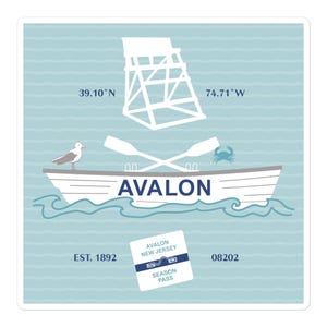 Avalon NJ vinyl durable decal, bubble-free stickers