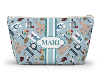 Madison NJ Mahjong Tiles Carrying Accessory Pouch w T-bottom - Blue design