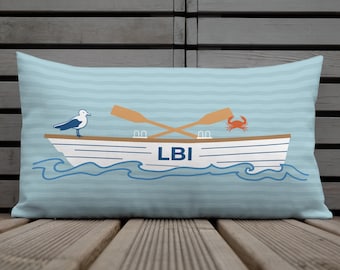 LBI Premium lumbar Pillow Long Beach Island, NJ gift and home decor