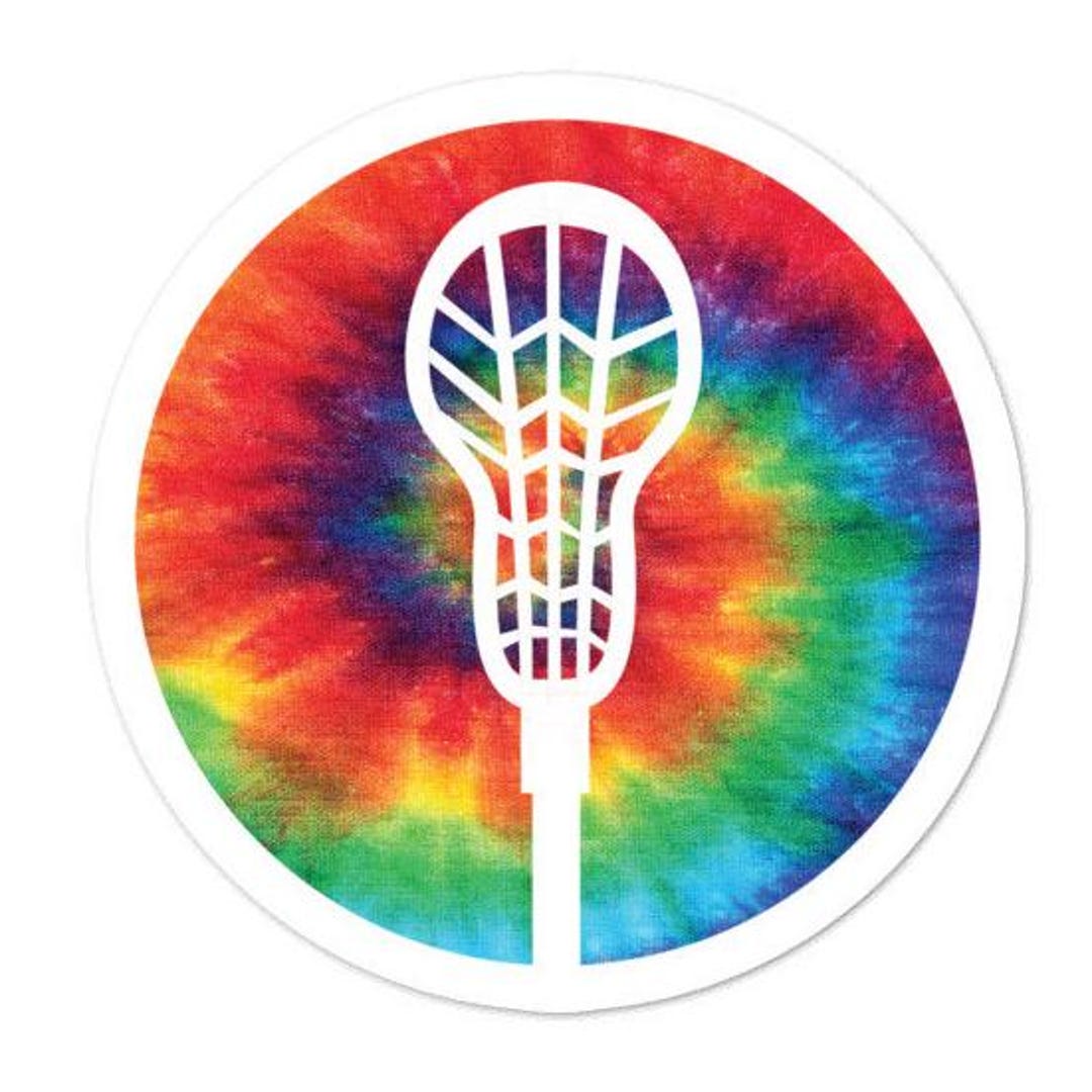 Lacrosse Vinyl Sticker, Tie-dye Lacrosse Stick Round Decorative Sticker ...