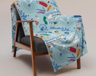 North Wildwood NJ Throw Blanket Soft touch fleece coastal home decor
