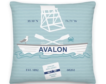 Avalon NJ Premium sierkussen, Avalon New Jersey kust home decor cadeau