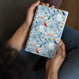 Wildwood NJ Spiral notebook with Wildwoods vacation icons beach theme gift, guest book