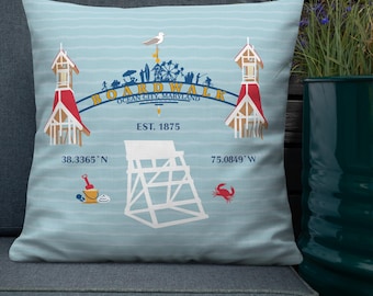 Ocean City, MD premium throw pillow with insert. Maryland beach souvenir or gift home decor
