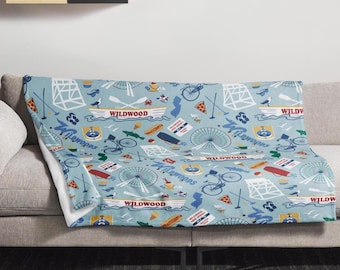 Wildwood NJ soft touch Throw Blanket for home decor and New Jersey gift