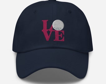 Golf Embroidered Baseball Cap, Golf LOVE cap for women golfers, Gift for golfer, Mothers Day Gift, Gift for her, Golfer hat