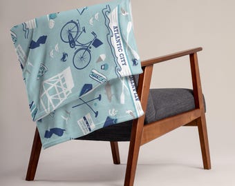 Atlantic City NJ soft Throw Blanket New Jersey beach home decor gift