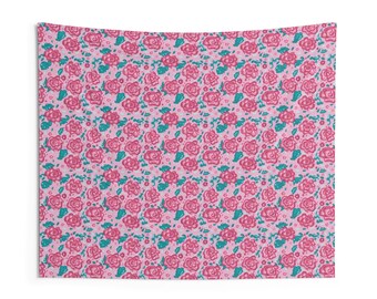 Wall Tapestry for dorm, home decor, photo backdrop, party or gift - pink roses