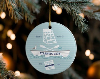 Atlantic City NJ keramisch ornament, kerstaandenken, gunst