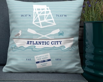Premium slaapzaal met sierkussen in Atlantic City, New Jersey, stranddecor of cadeau New Jersey