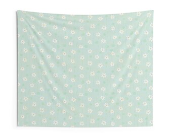 Wall Tapestry for dorm, home decor, or gift -daisies on mint