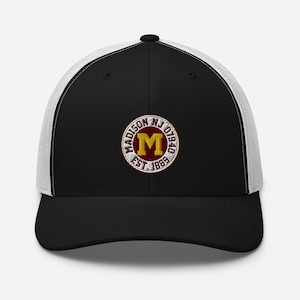 Madison Circle Embroidered logo Yupoong Trucker Cap with mesh back and snap closure