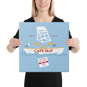 Cape May NJ graphic printed art canvas for home decor or dorm
