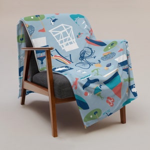 Nantucket super soft patterned Throw Blanket, home decor fleece throw with Nantucket themed design for dorm or beach house decor