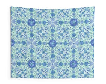 Wall Tapestry for dorm, home decor, or gift - Blue and turquoise boho medallions