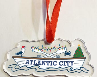 Atlantic, NJ acryl kerstornament strandbootuitsparing