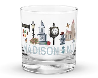 Madison NJ Icons Rocks glass, Whiskey Glass