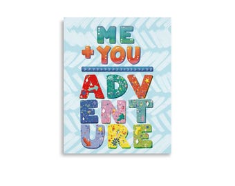 Me+You=Adventure Poster Art Print Gift for Travel Enthusiasts, Colorful wall art
