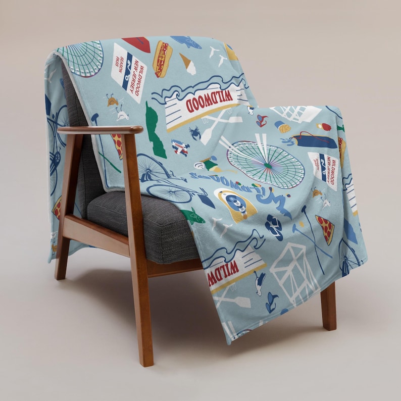 Wildwood NJ soft touch Throw Blanket for home decor and New Jersey gift