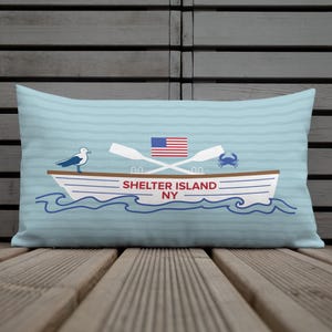 Shelter Island, NY Premium throw Pillow home decor or gift