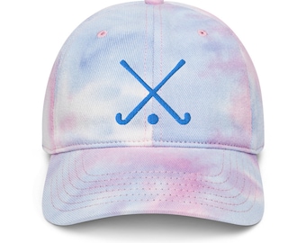 Field Hockey Tie dye hat, Embroidered baseball cap for field hockey players, Field hockey gift for girls, Women's baseball cap field hockey