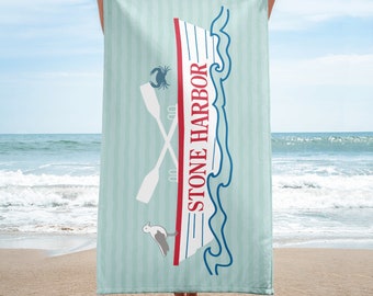 Stone Harbor NJ Towel, Stone Harbor beach towel, gift, beach house decor