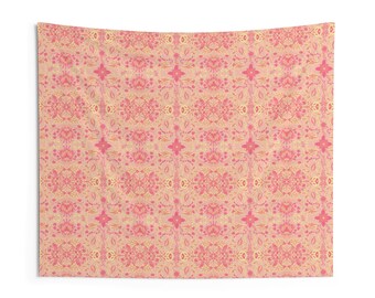 Wall Tapestry for dorm, home decor, or gift - pretty peach floral boho design