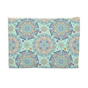 Bolsa para accesorios o cosméticos con diseño de mandala turquesa bohemio, organizador de viaje, cartera de maquillaje, regalo para ella, almacenamiento artístico