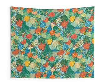 Plant Wall Tapestry for dorm, photo backdrop, home decor, party decor - colorful succulents plant wall