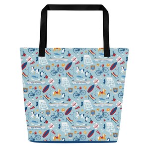 Point Pleasant, NJ Printed Large Tote Bag with inside pocket, Point Pleasant Beach themed beach bag