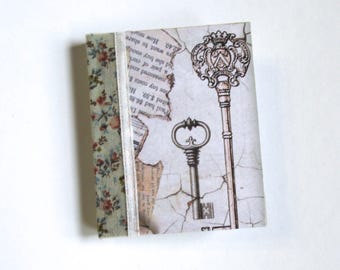 Mini Junk Journal Blank Book Handmade Hardback Keys OOAK