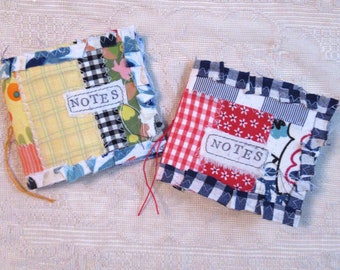 Small Handmade Notebooks Set of 2 Fabric Red/Blue Lot A