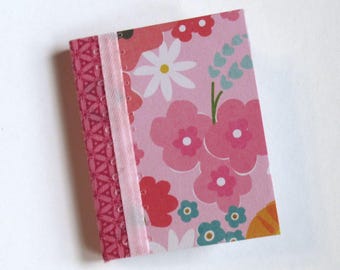 Mini Junk Journal Blank Book Handmade Hardback Funky Pink Flowers