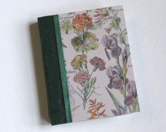 Mini Junk Journal Blank Book Handmade Hardback Vintage Style Flowers Botany OOAK