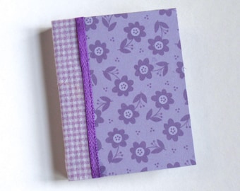 Mini Junk Journal Blank Book Hardback Purple Flowers
