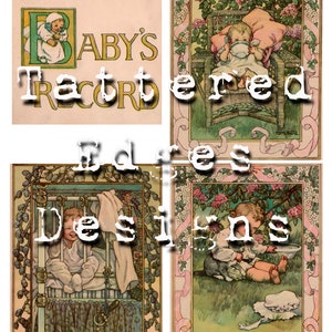 Illustrazioni delle pagine del libro dei registri dei bambini antichi 1921 Kit stampabile per il download digitale
