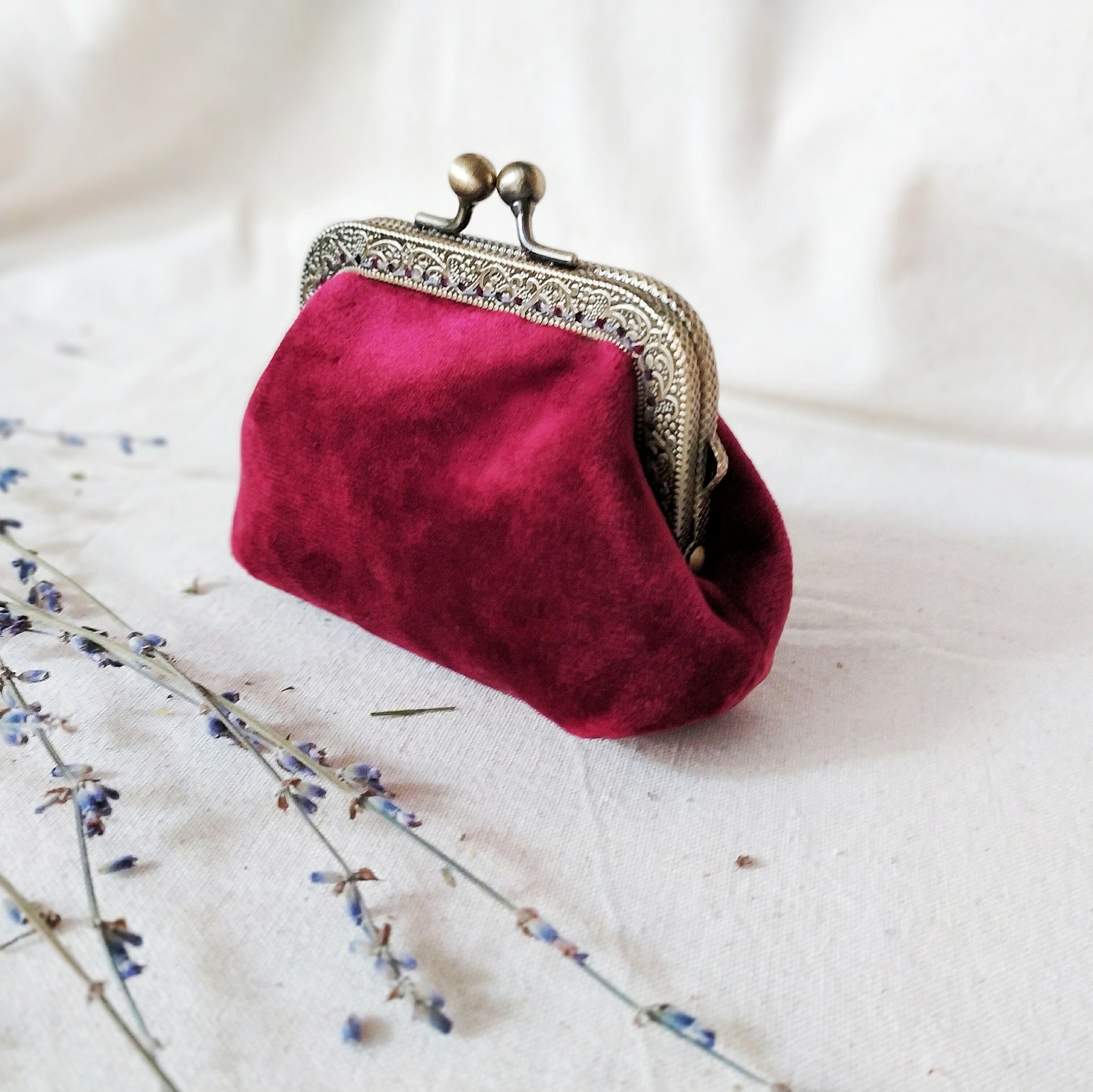 Velvet Coin Purse Vintage Clutch Coin Wallet Etsy
